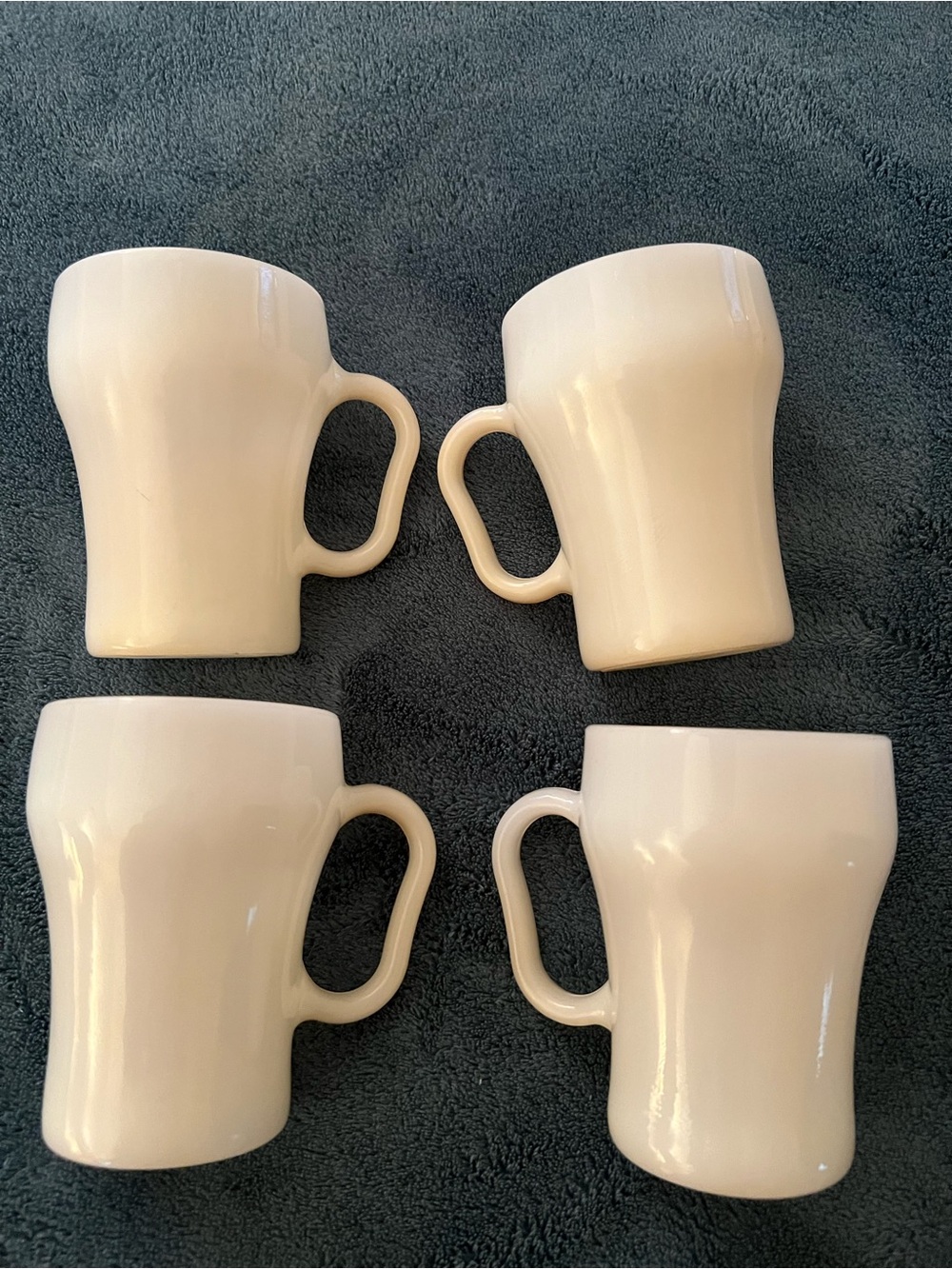 vintage Anchor Hocking Fire King white milk glass soda fountain mugs -set of 4